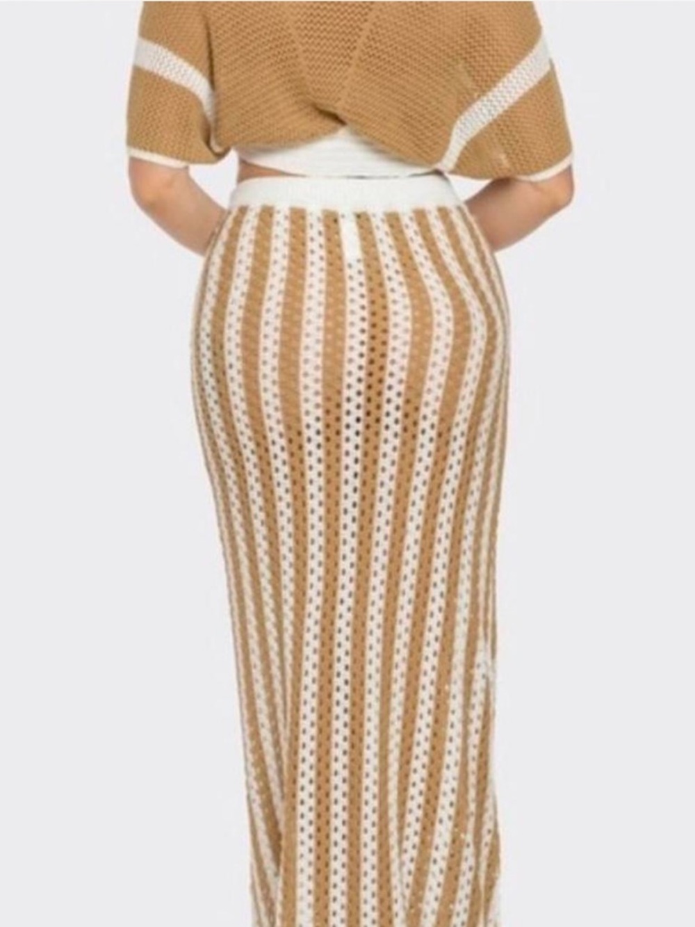 ☀️Summer Ready 
Women’s Beige Crochet Maxi Skirt - Neutral Beachwear - Picture 5 of 6
